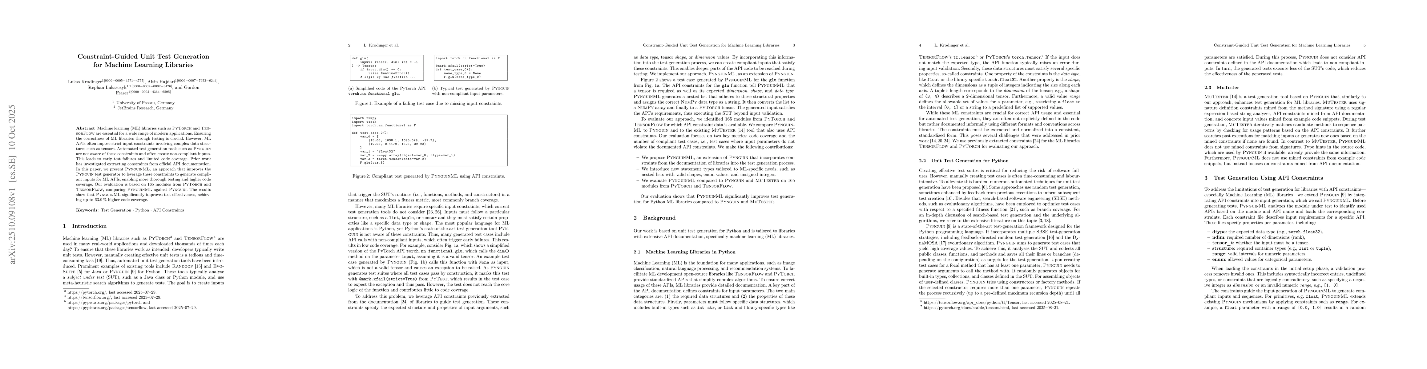 Thumbnail for Constraint-Guided Unit Test Generation for Machine Learning Libraries
