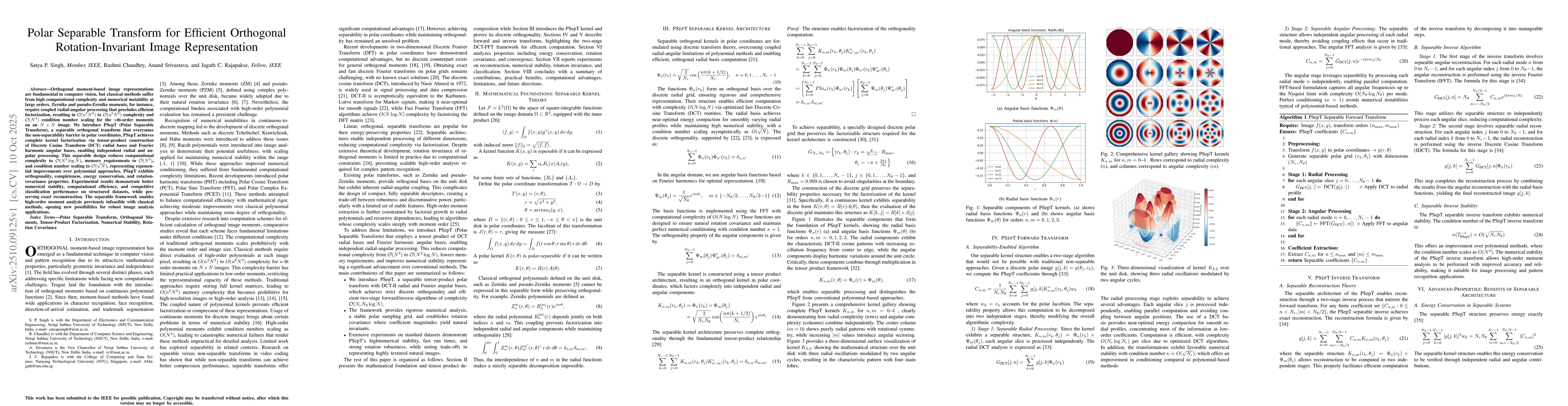 Thumbnail for Polar Separable Transform for Efficient Orthogonal Rotation-Invariant
  Image Representation