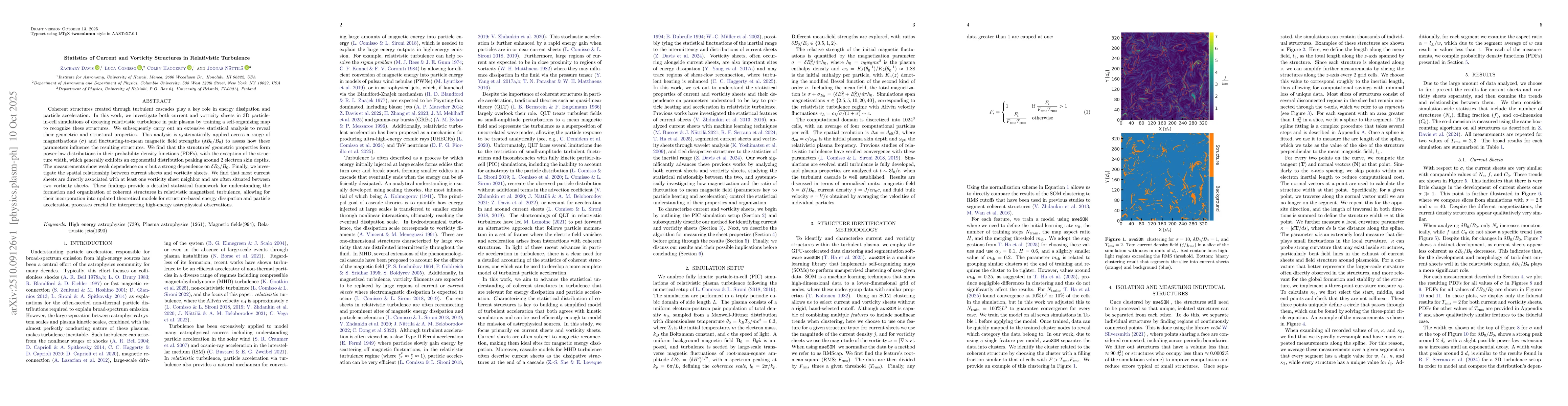 Thumbnail for Statistics of Current and Vorticity Structures in Relativistic
  Turbulence