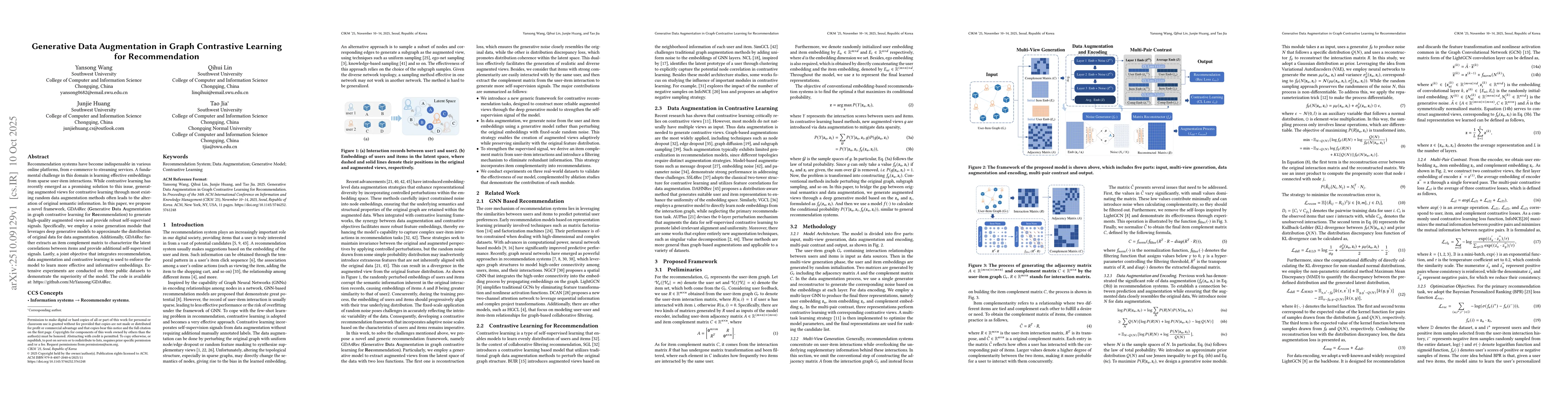Thumbnail for Generative Data Augmentation in Graph Contrastive Learning for
  Recommendation