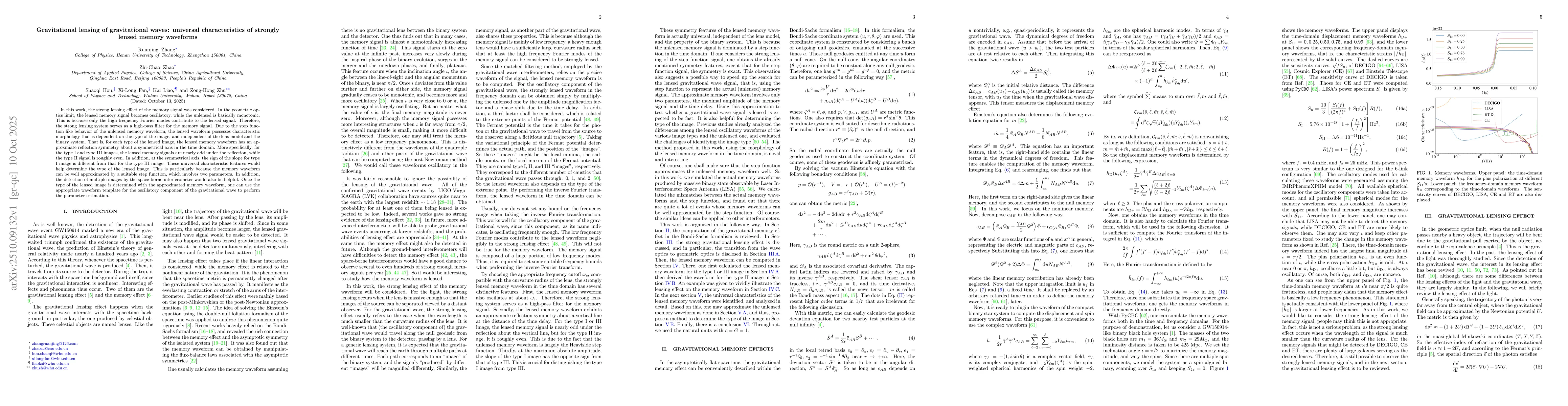 Thumbnail for Gravitational lensing of gravitational waves: universal characteristics
  of strongly lensed memory waveforms
