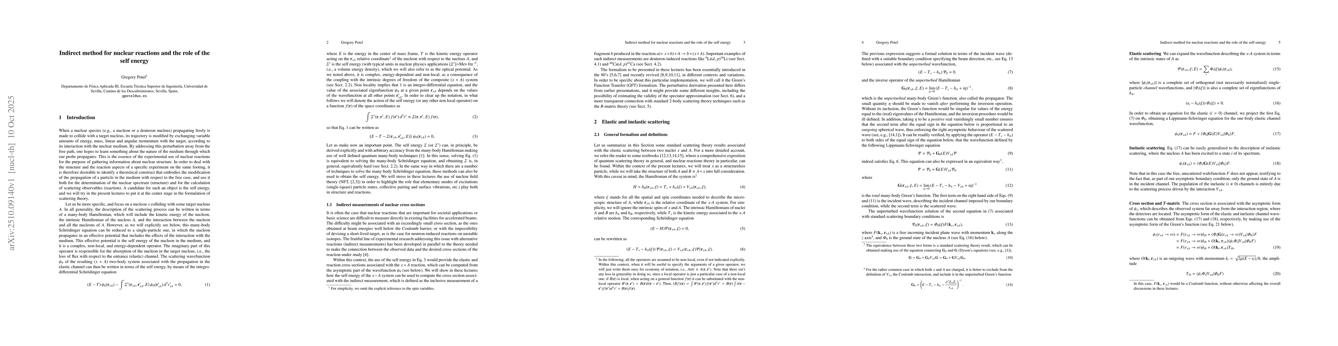 Thumbnail for Indirect method for nuclear reactions and the role of the self energy