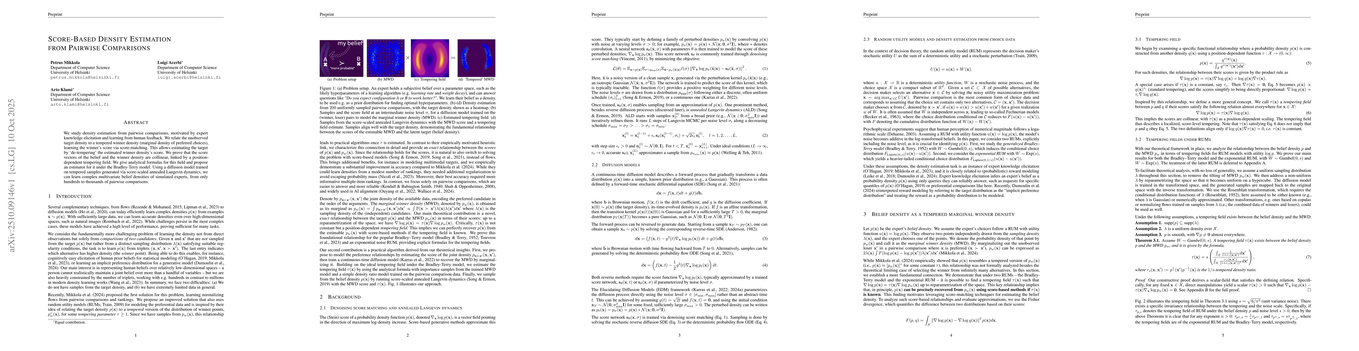 Thumbnail for Score-Based Density Estimation from Pairwise Comparisons