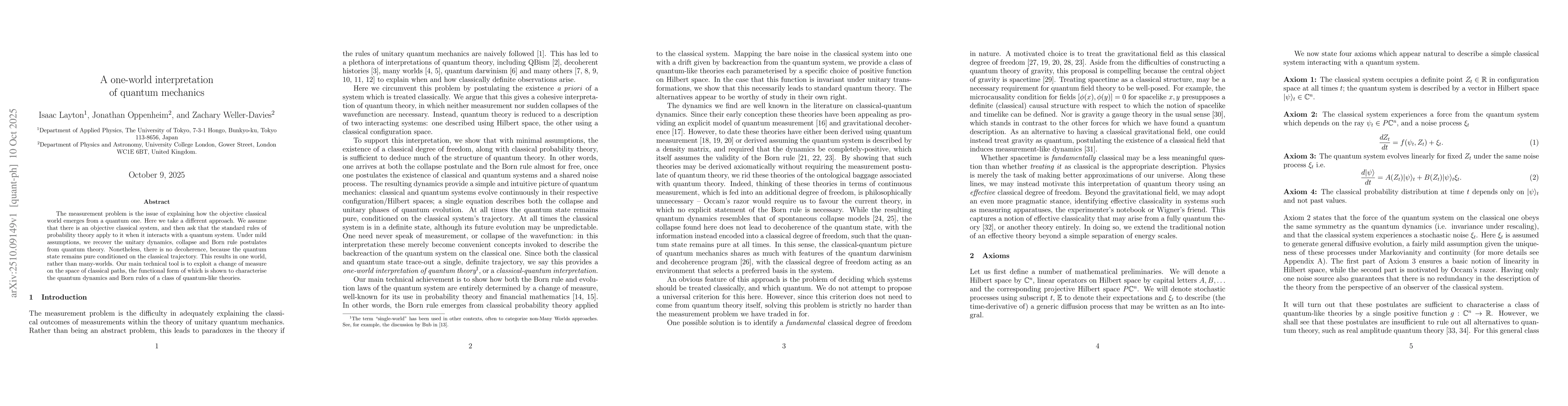 Thumbnail for A one-world interpretation of quantum mechanics