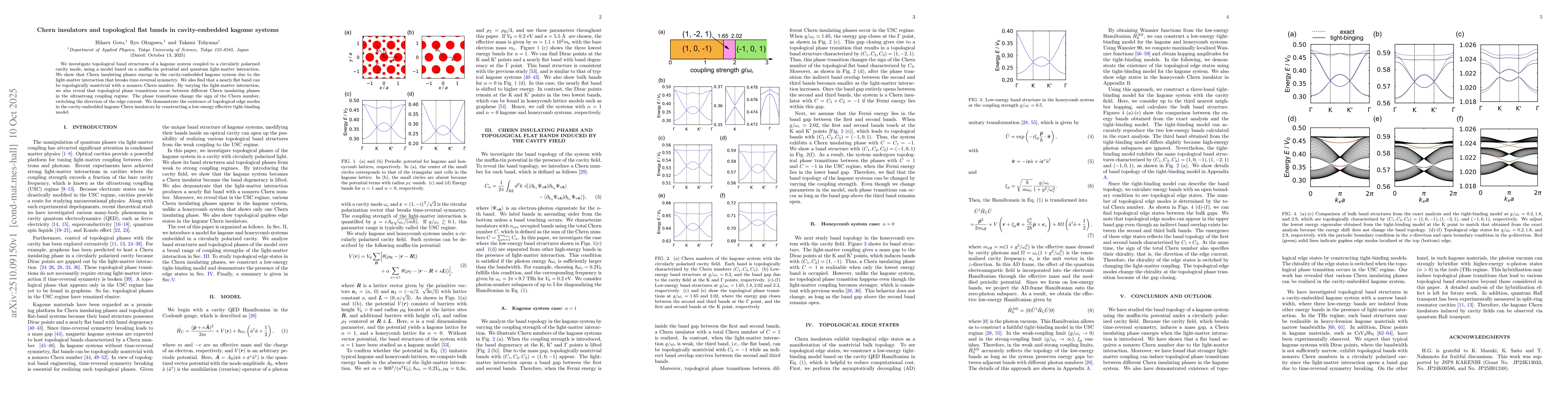 Thumbnail for Chern insulators and topological flat bands in cavity-embedded kagome
  systems