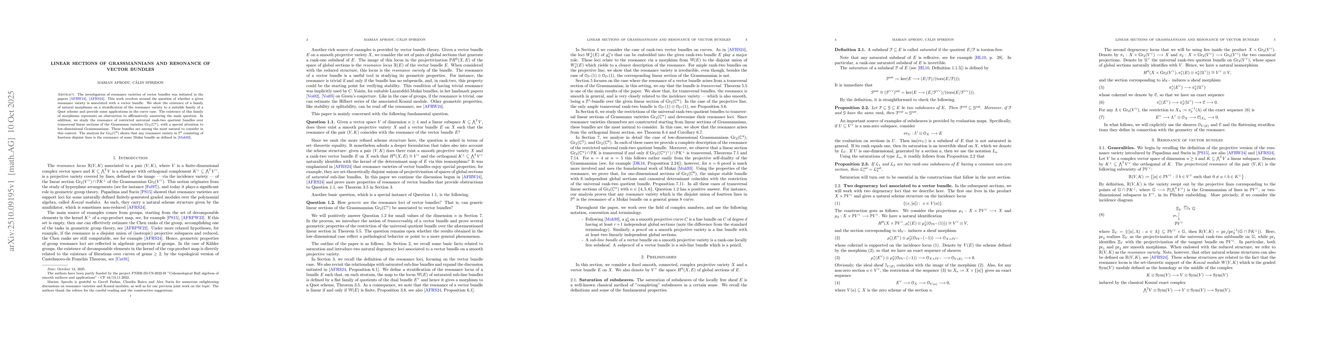 Thumbnail for Linear sections of Grassmannians and resonance of vector bundles
