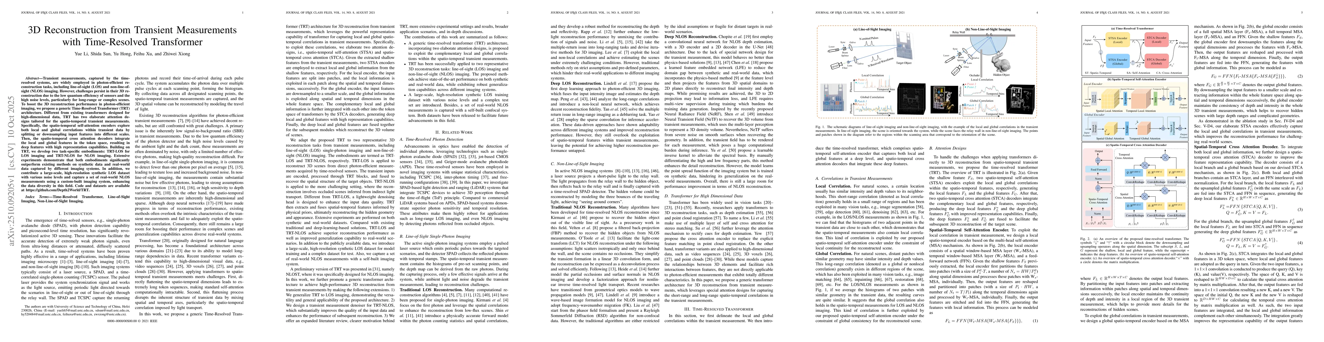 Thumbnail for 3D Reconstruction from Transient Measurements with Time-Resolved
  Transformer
