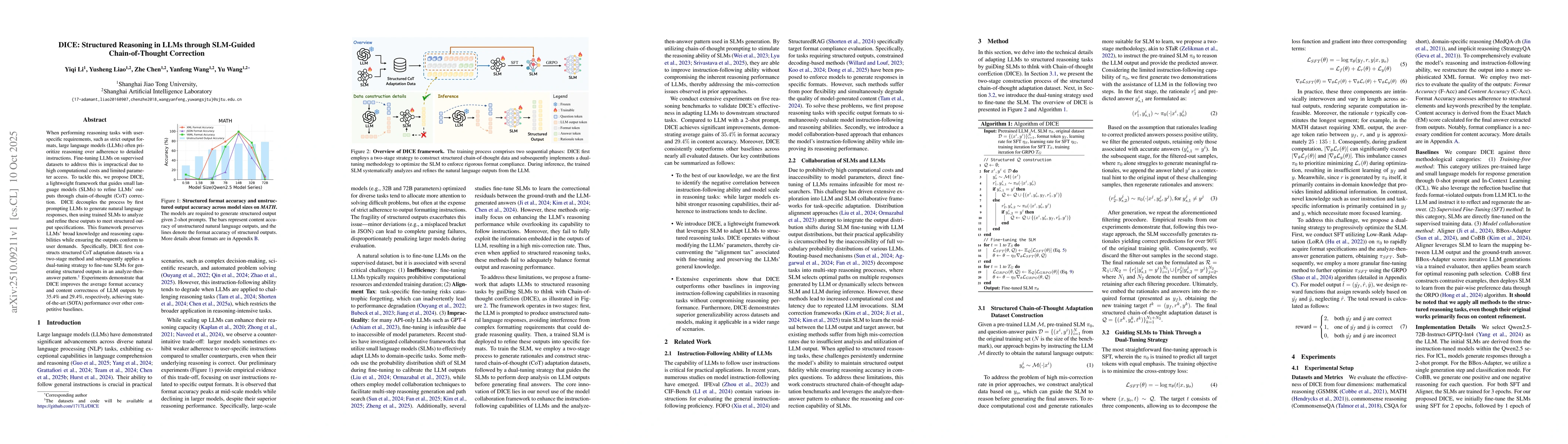 Thumbnail for DICE: Structured Reasoning in LLMs through SLM-Guided Chain-of-Thought
  Correction
