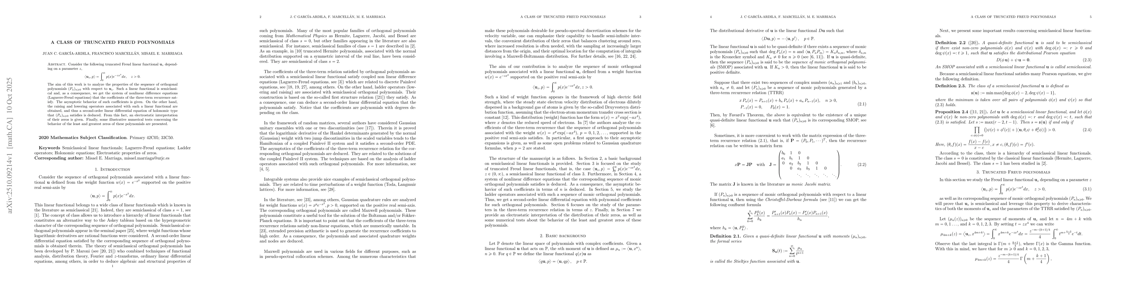 Thumbnail for A class of Truncated Freud polynomials