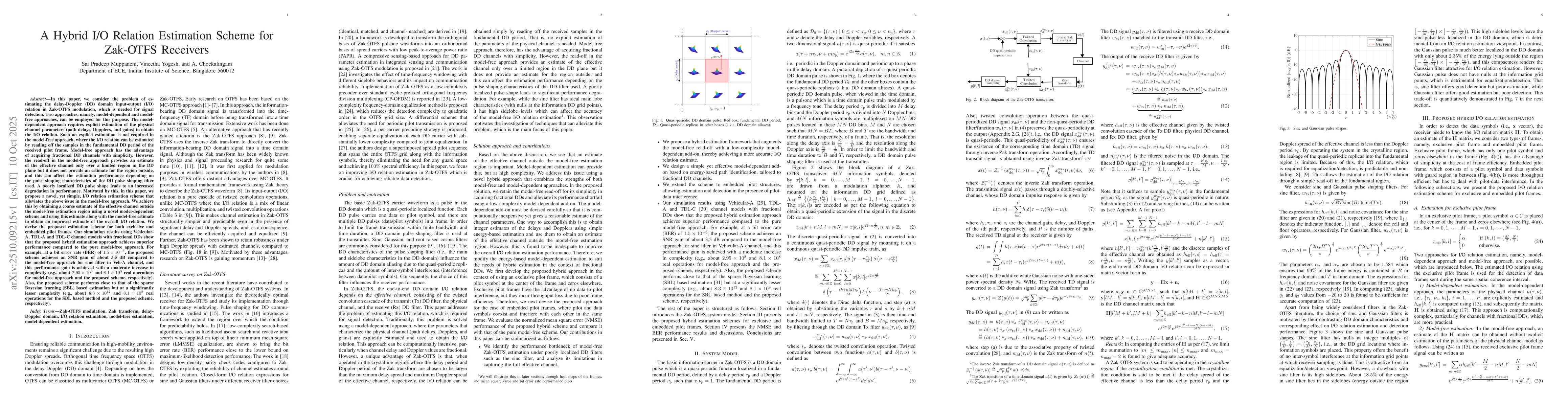 Thumbnail for A Hybrid I/O Relation Estimation Scheme for Zak-OTFS Receivers