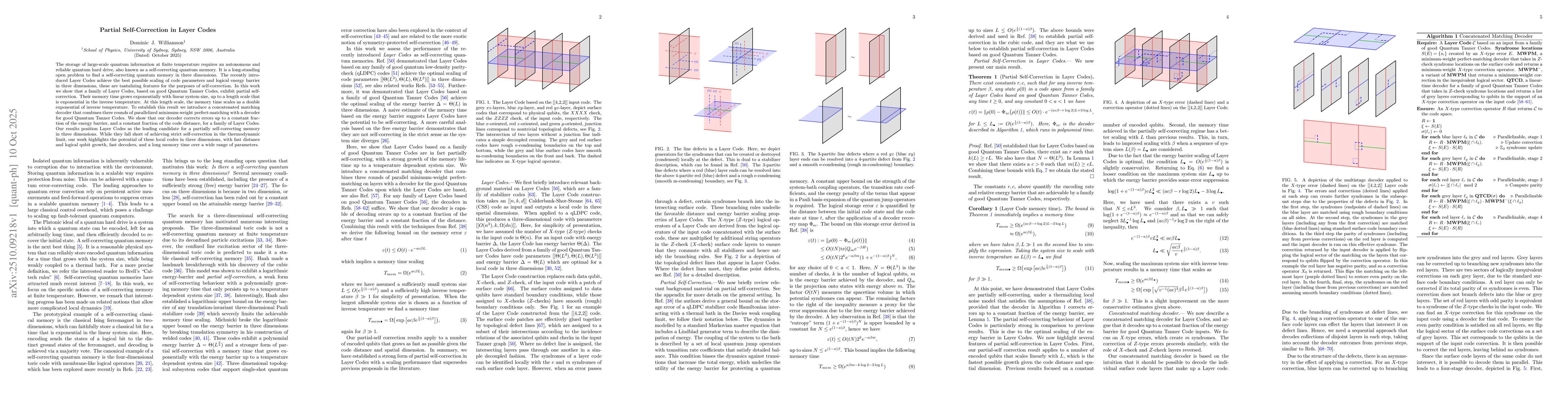 Thumbnail for Partial Self-Correction in Layer Codes