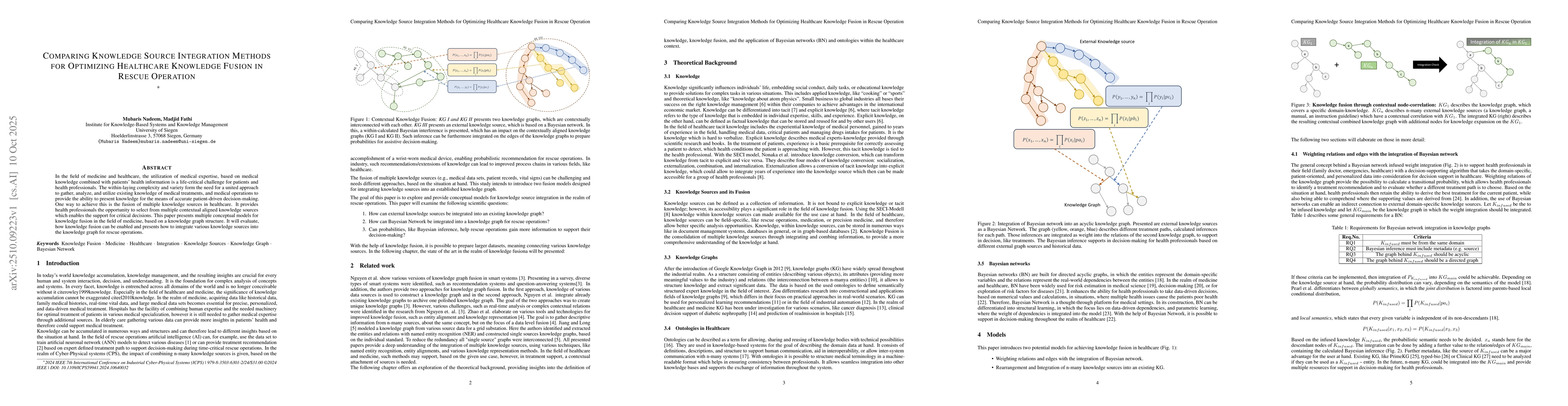 Thumbnail for Comparing Knowledge Source Integration Methods for Optimizing Healthcare
  Knowledge Fusion in Rescue Operation