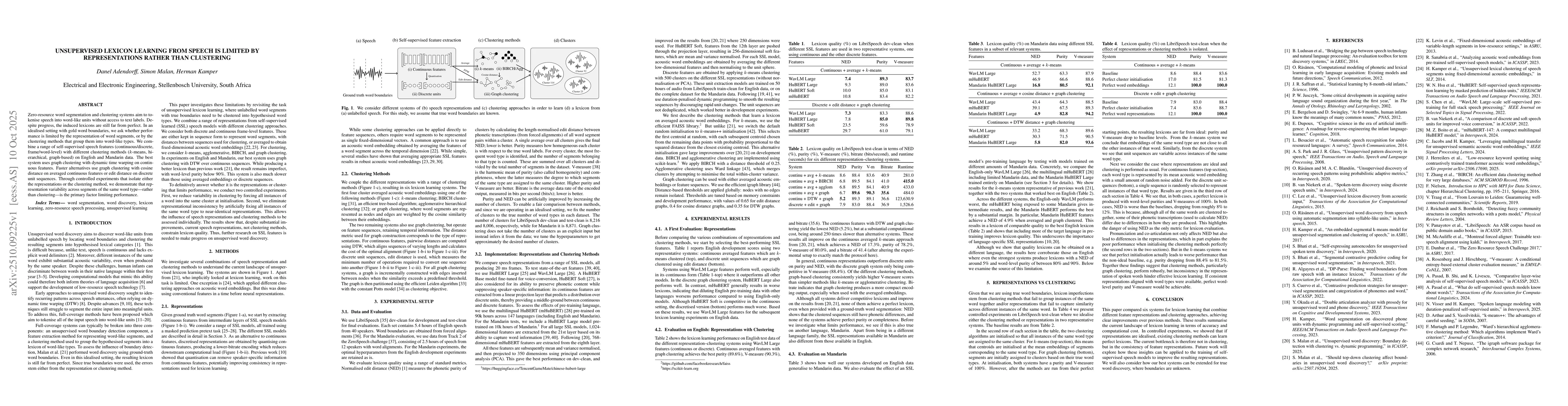 Thumbnail for Unsupervised lexicon learning from speech is limited by representations
  rather than clustering