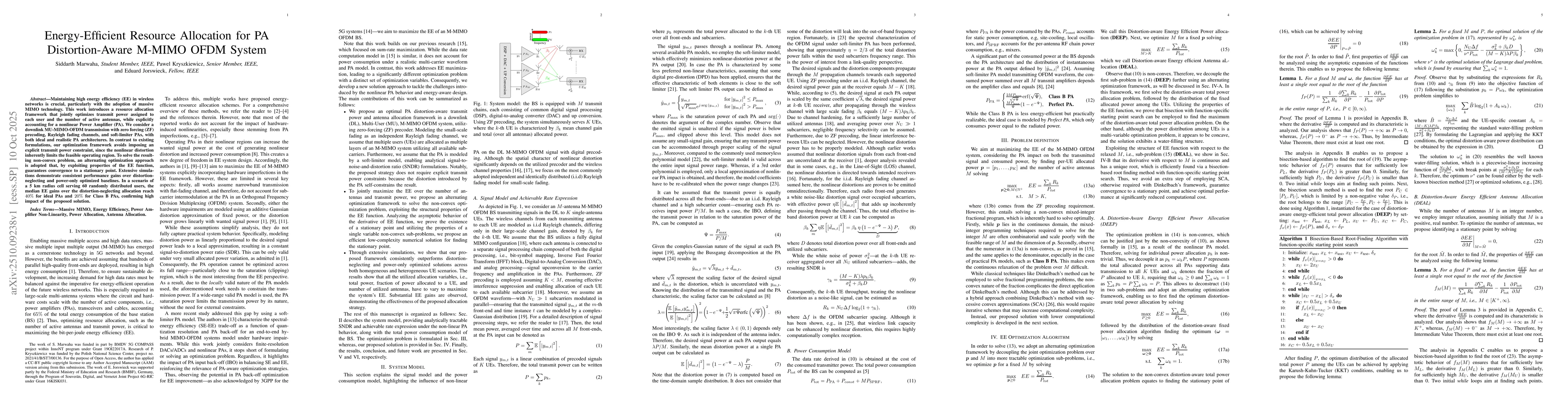 Thumbnail for Energy-Efficient Resource Allocation for PA Distortion-Aware M-MIMO OFDM
  System