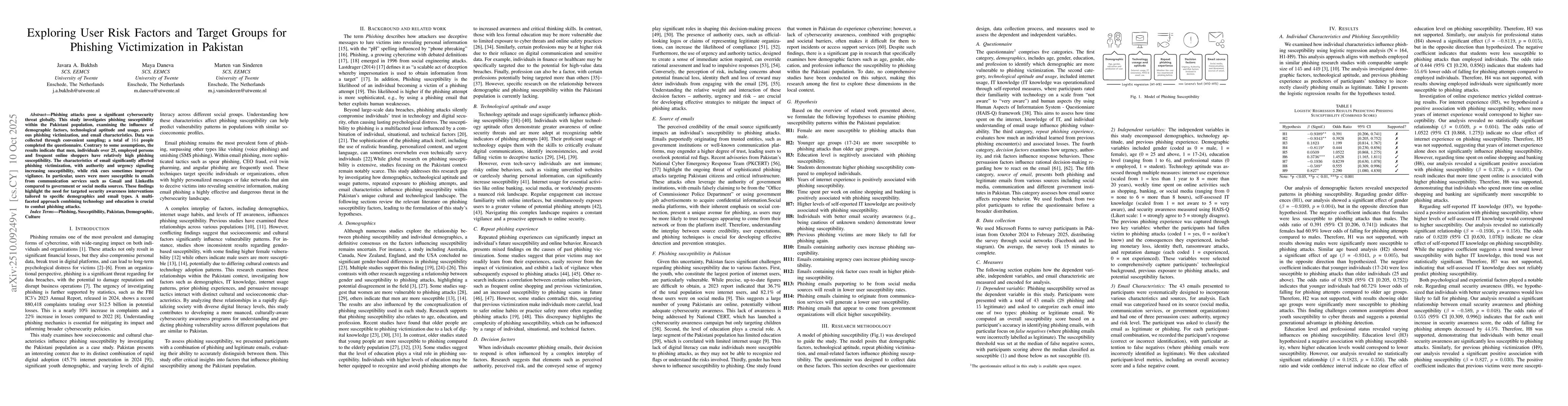 Thumbnail for Exploring User Risk Factors and Target Groups for Phishing Victimization
  in Pakistan