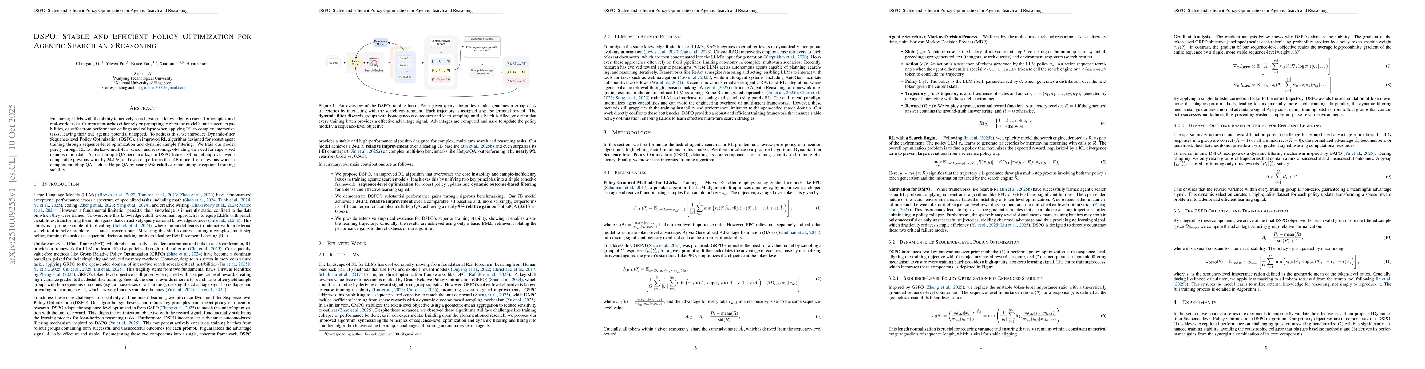 Thumbnail for DSPO: Stable and Efficient Policy Optimization for Agentic Search and
  Reasoning