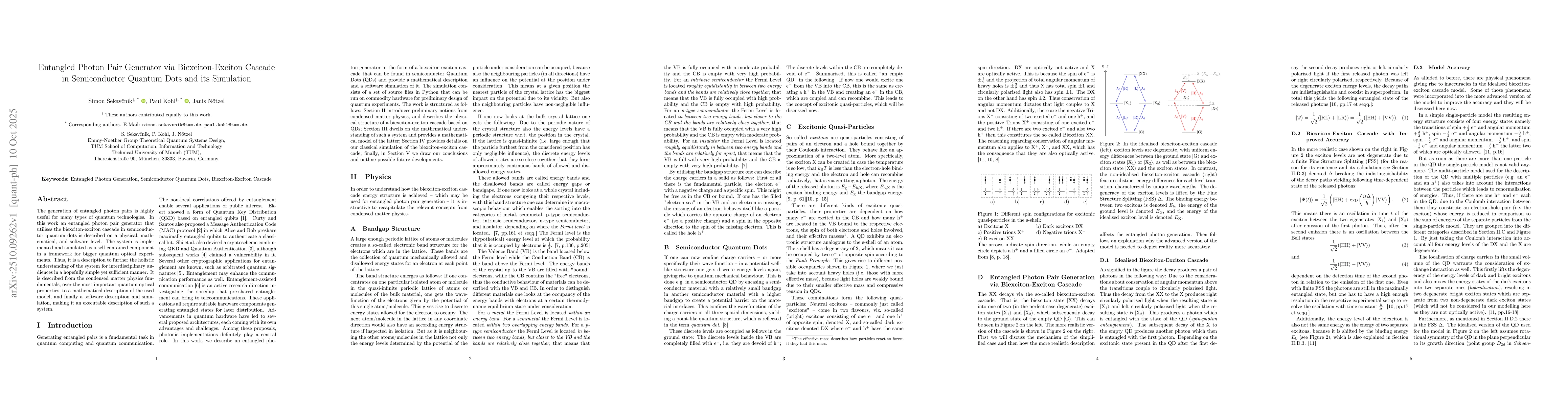 Thumbnail for Entangled Photon Pair Generator via Biexciton-Exciton Cascade in
  Semiconductor Quantum Dots and its Simulation