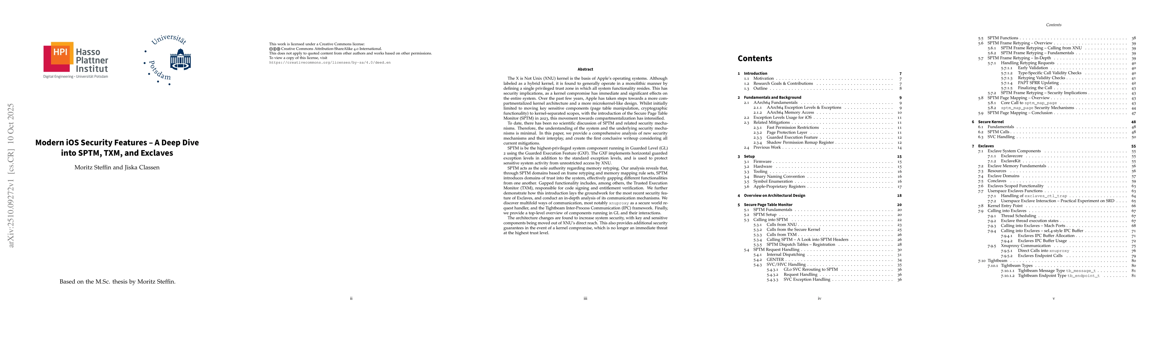 Thumbnail for Modern iOS Security Features -- A Deep Dive into SPTM, TXM, and Exclaves