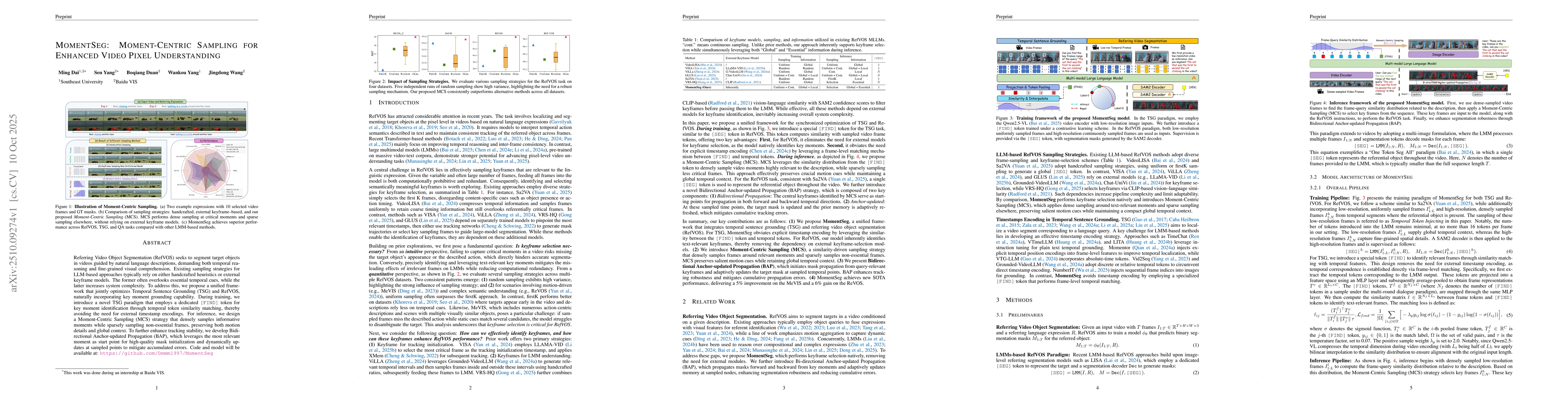 Thumbnail for MomentSeg: Moment-Centric Sampling for Enhanced Video Pixel
  Understanding