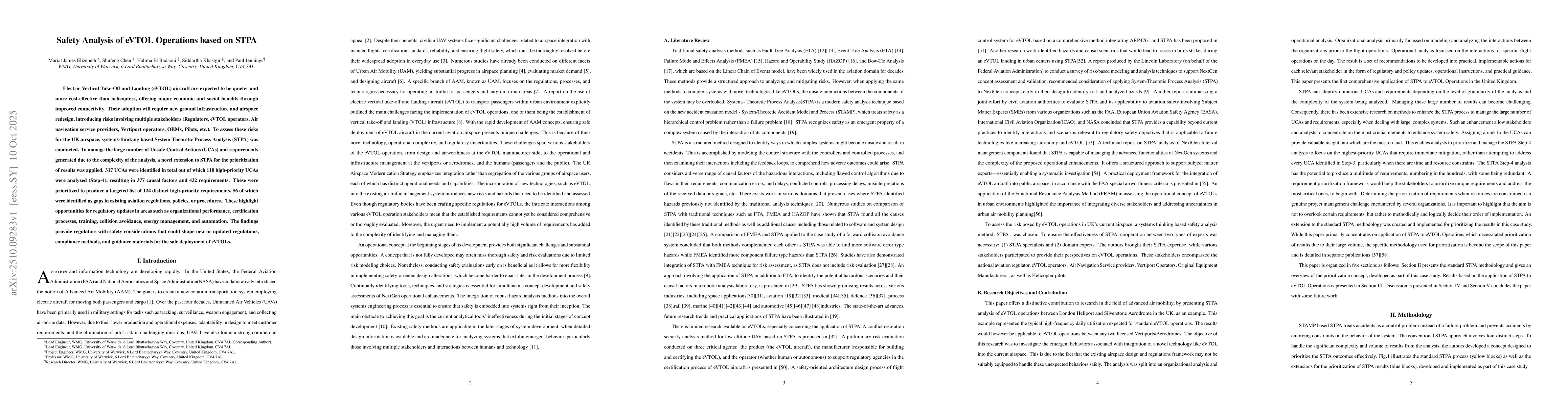 Thumbnail for Safety Analysis of eVTOL Operations based on STPA