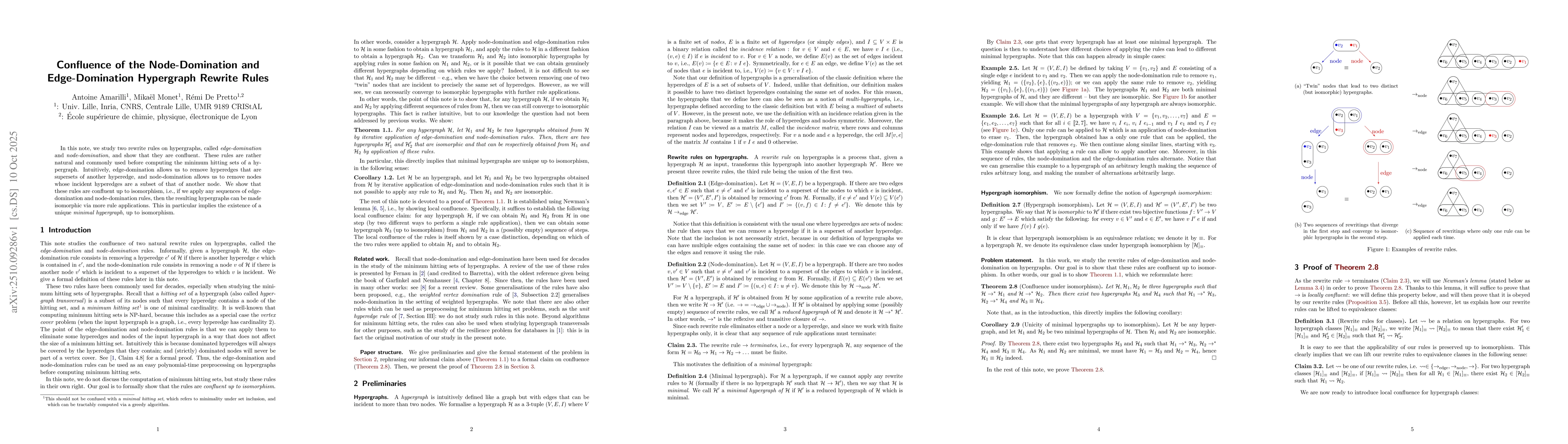 Thumbnail for Confluence of the Node-Domination and Edge-Domination Hypergraph Rewrite
  Rules