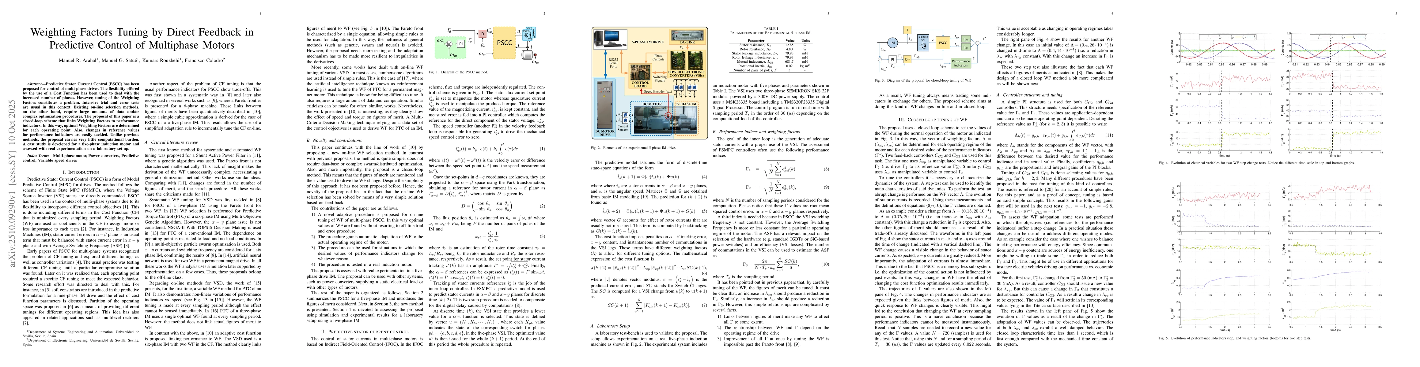 Thumbnail for Weighting Factors Tuning by Direct Feedback in Predictive Control of
  Multiphase Motors