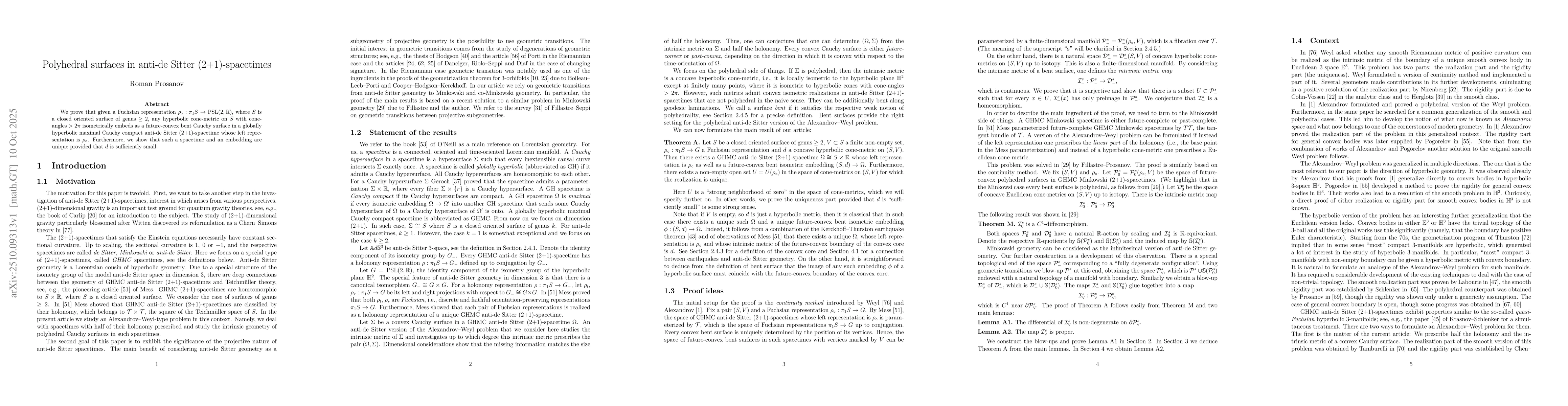 Thumbnail for Polyhedral surfaces in anti-de Sitter (2+1)-spacetimes