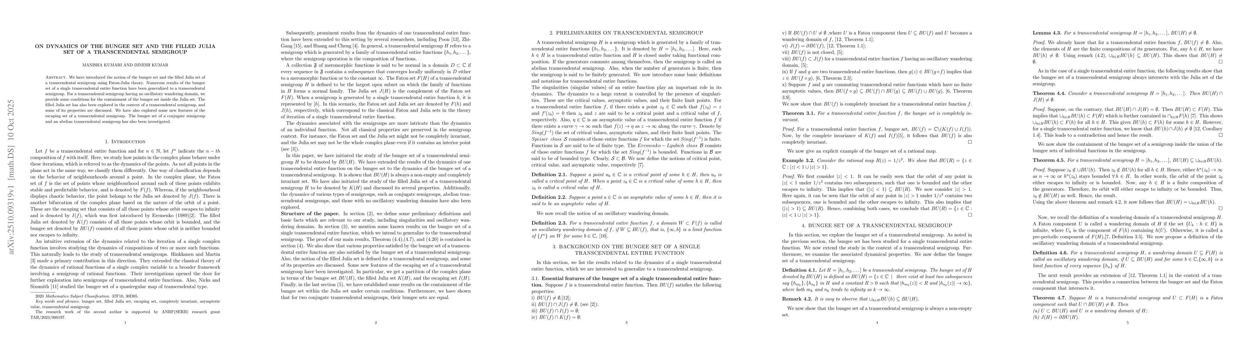 Thumbnail for On Dynamics of the Bungee set and the Filled Julia set of a
  Transcendental Semigroup