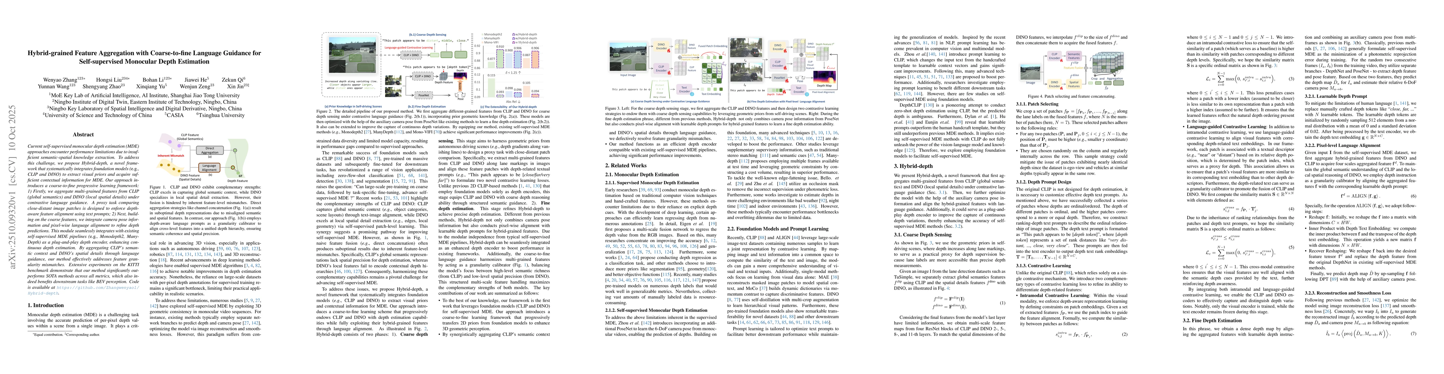 Thumbnail for Hybrid-grained Feature Aggregation with Coarse-to-fine Language Guidance
  for Self-supervised Monocular Depth Estimation