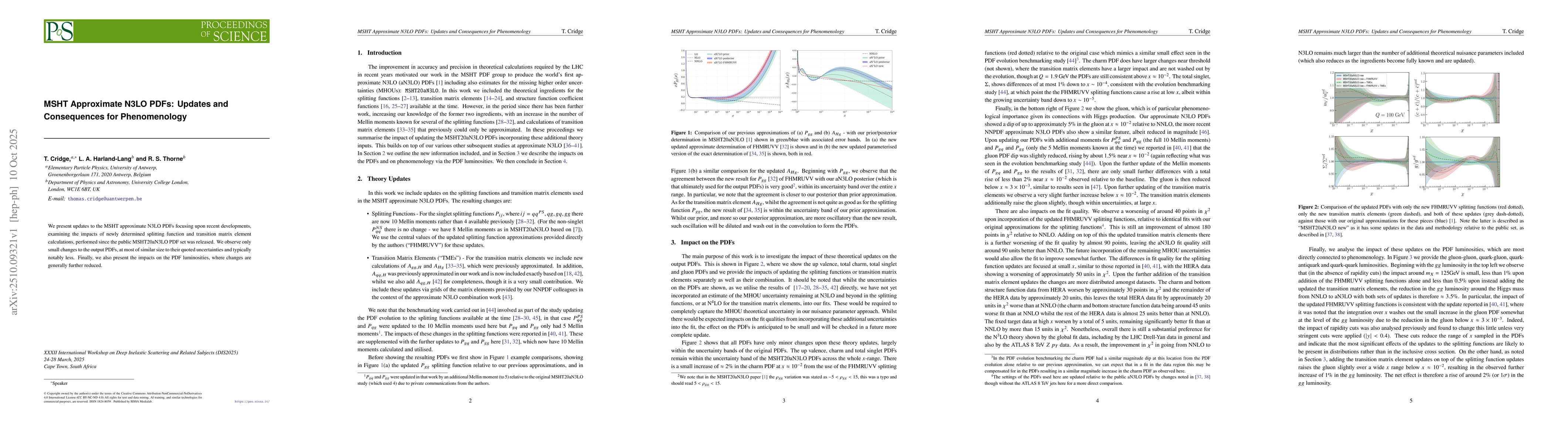 Thumbnail for MSHT Approximate N3LO PDFs: Updates and Consequences for Phenomenology