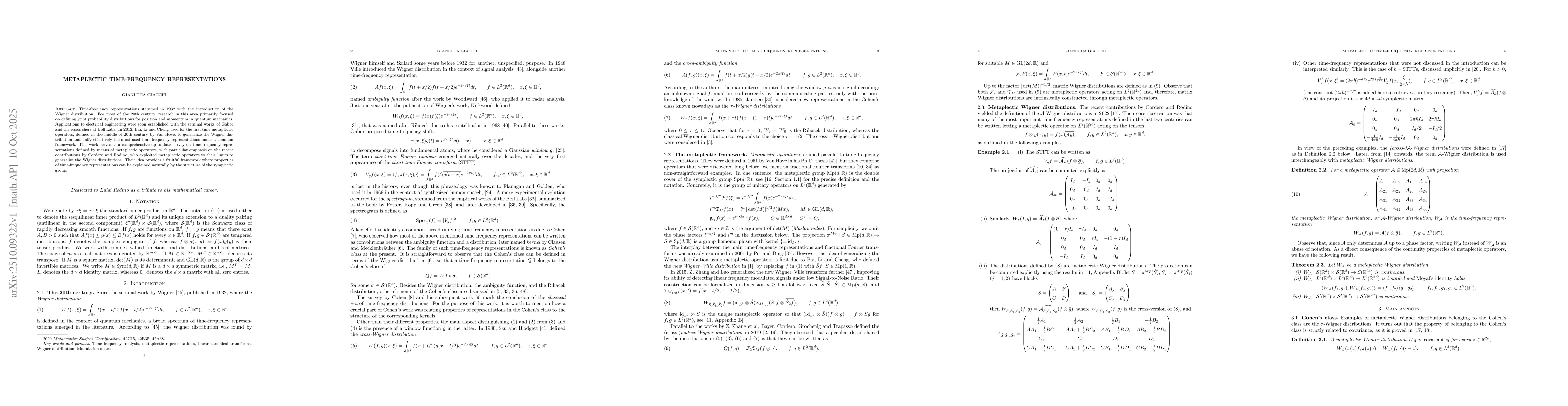 Thumbnail for Metaplectic time-frequency representations