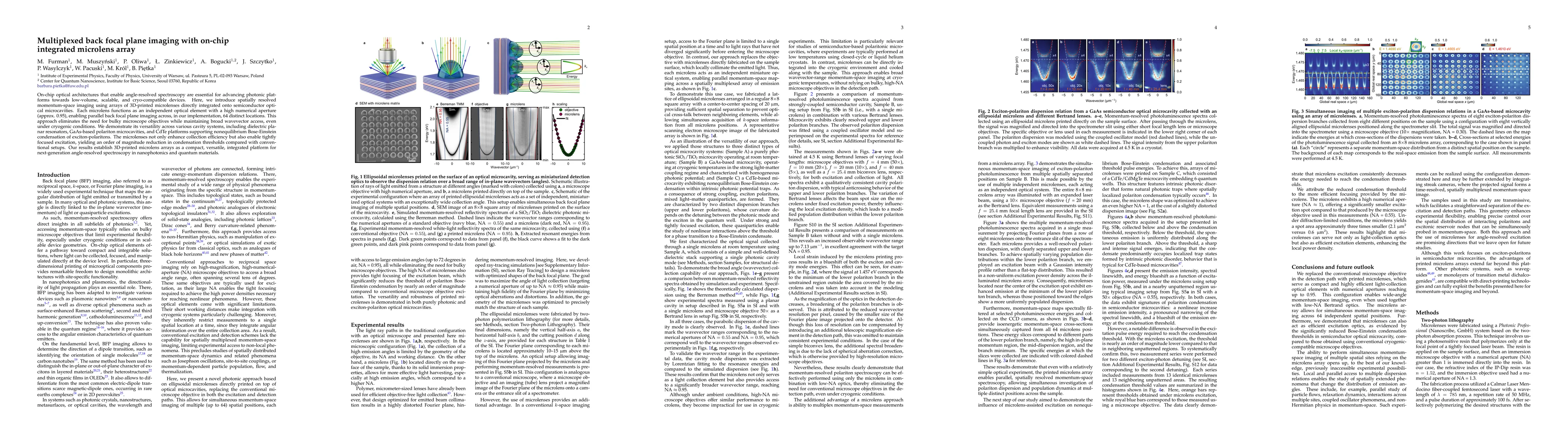Thumbnail for Multiplexed back focal plane imaging with on-chip integrated microlens
  array