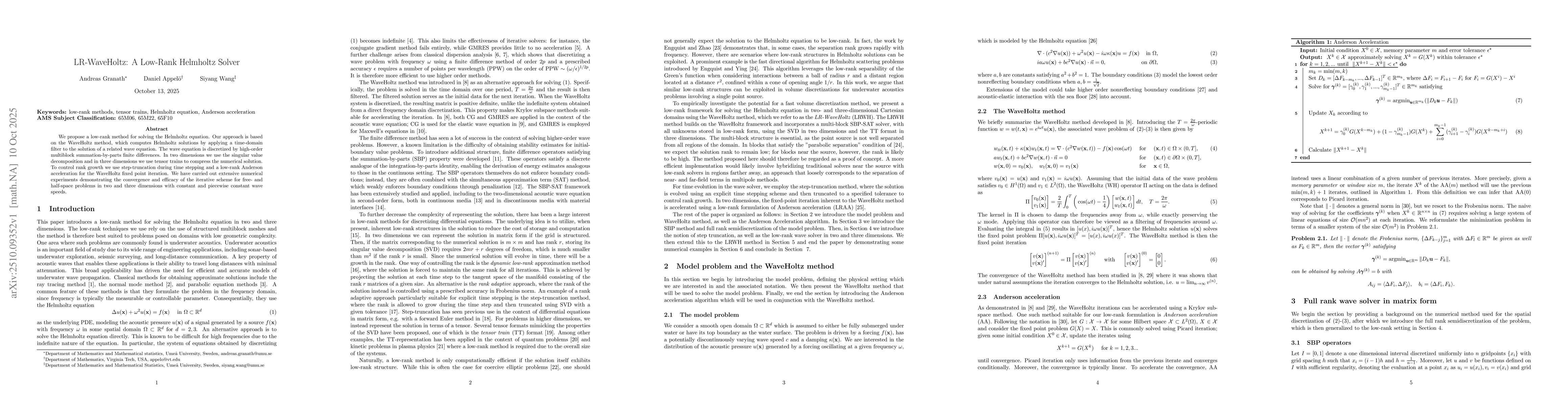 Thumbnail for LR-WaveHoltz: A Low-Rank Helmholtz Solver