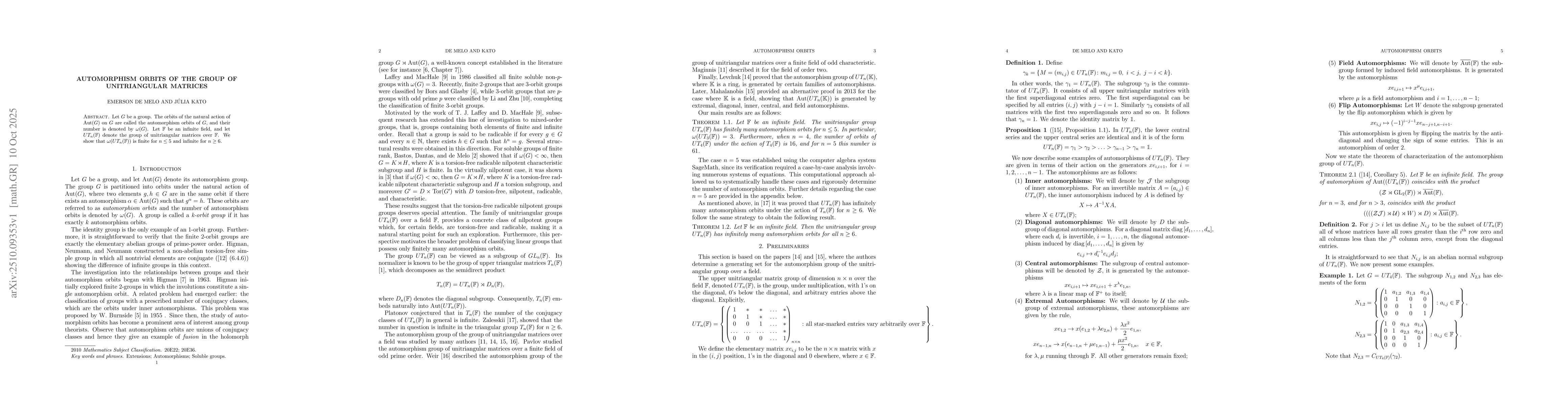 Thumbnail for Automorphism Orbits of the Group of Unitriangular Matrices