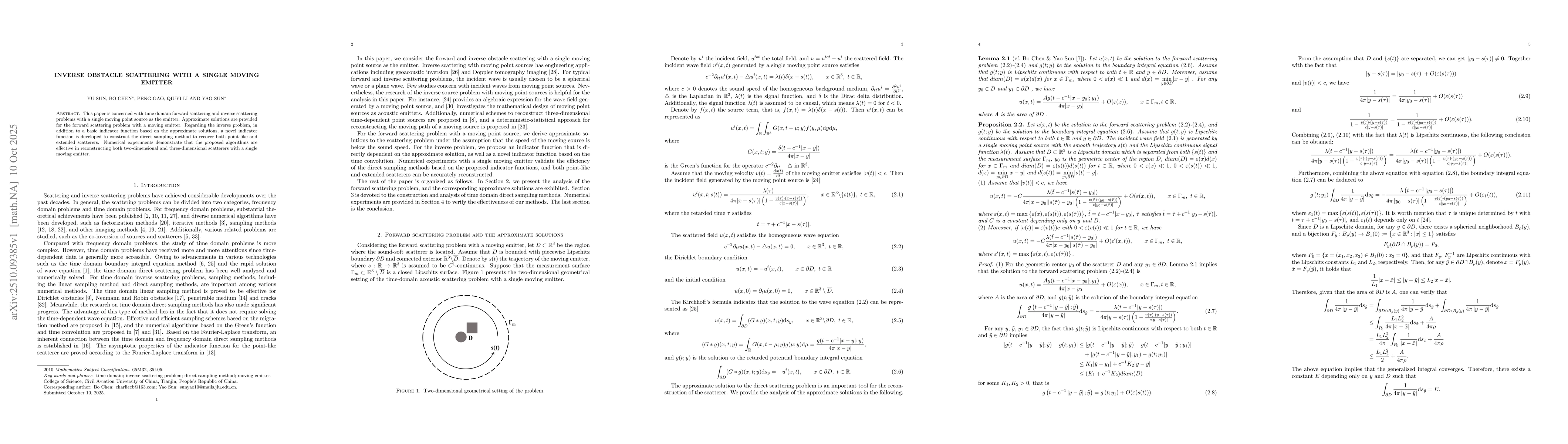 Thumbnail for Inverse obstacle scattering with a single moving emitter