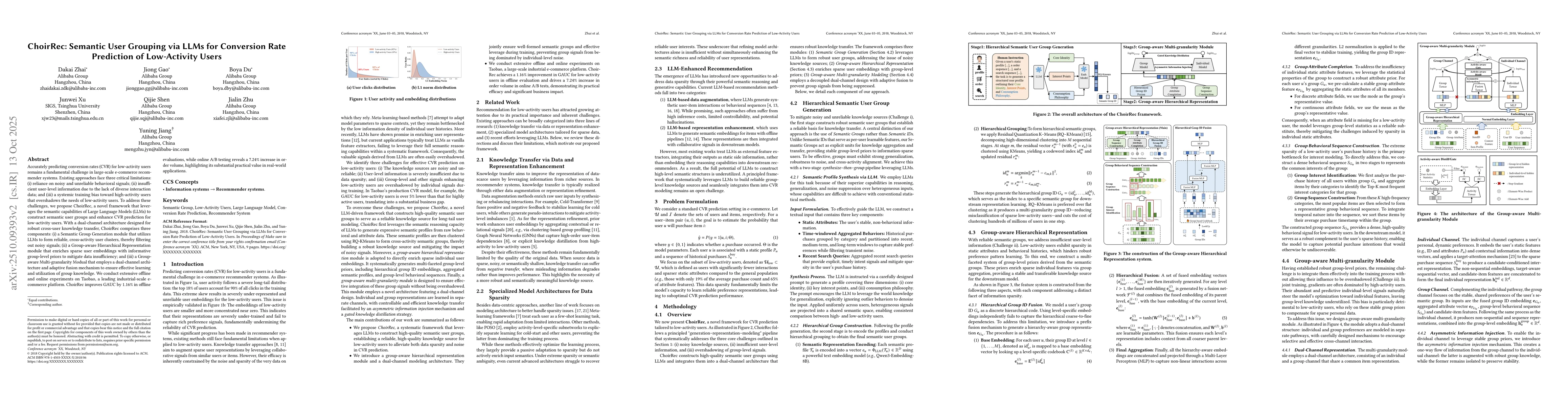 Thumbnail for ChoirRec: Semantic User Grouping via LLMs for Conversion Rate Prediction
  of Low-Activity Users