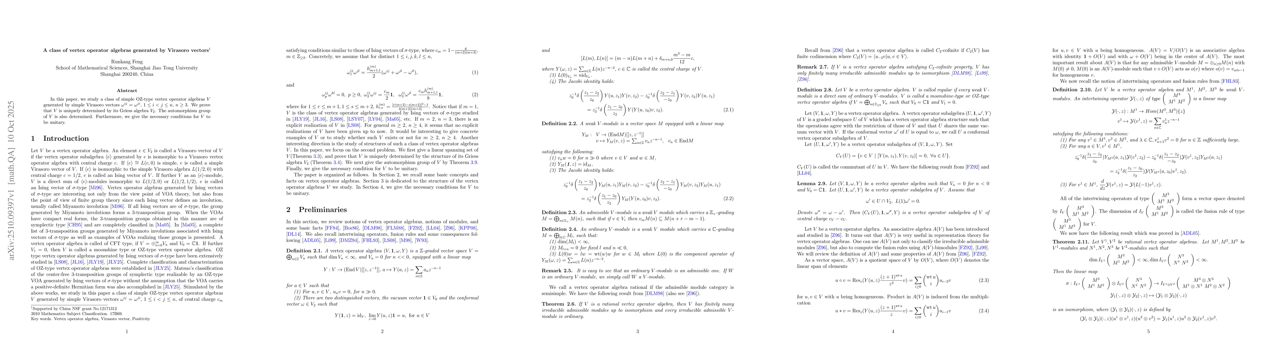 Thumbnail for A class of vertex operator algebras generated by Virasoro vectors