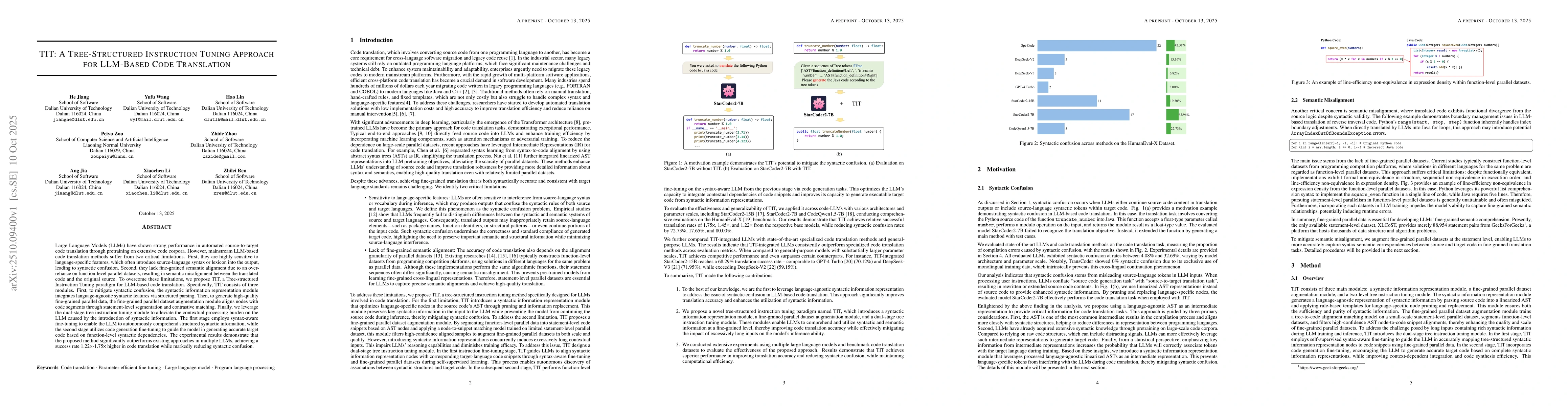Thumbnail for TIT: A Tree-Structured Instruction Tuning Approach for LLM-Based Code
  Translation