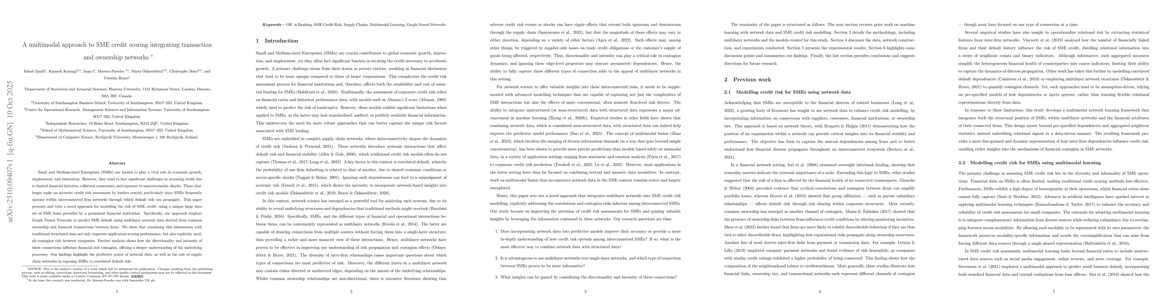 Thumbnail for A Multimodal Approach to SME Credit Scoring Integrating Transaction and
  Ownership Networks