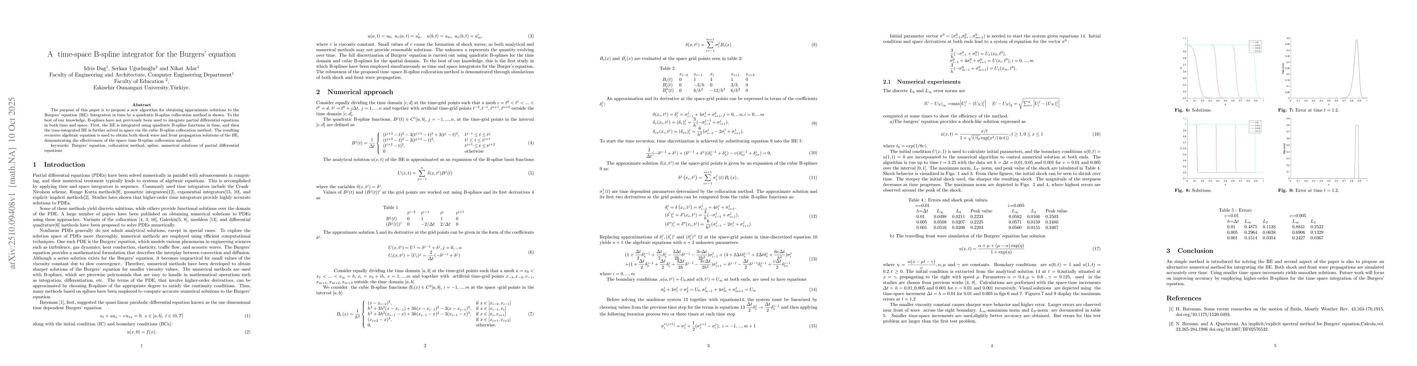 Thumbnail for A time-space B-spline integrator for the Burgers' equation