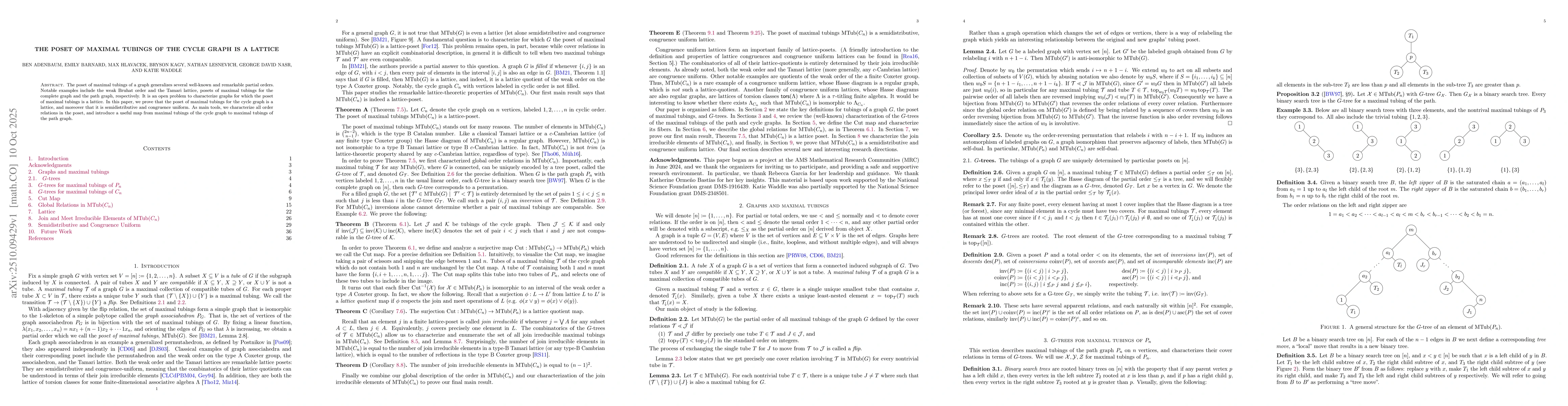 Thumbnail for The poset of maximal tubings of the cycle graph is a lattice