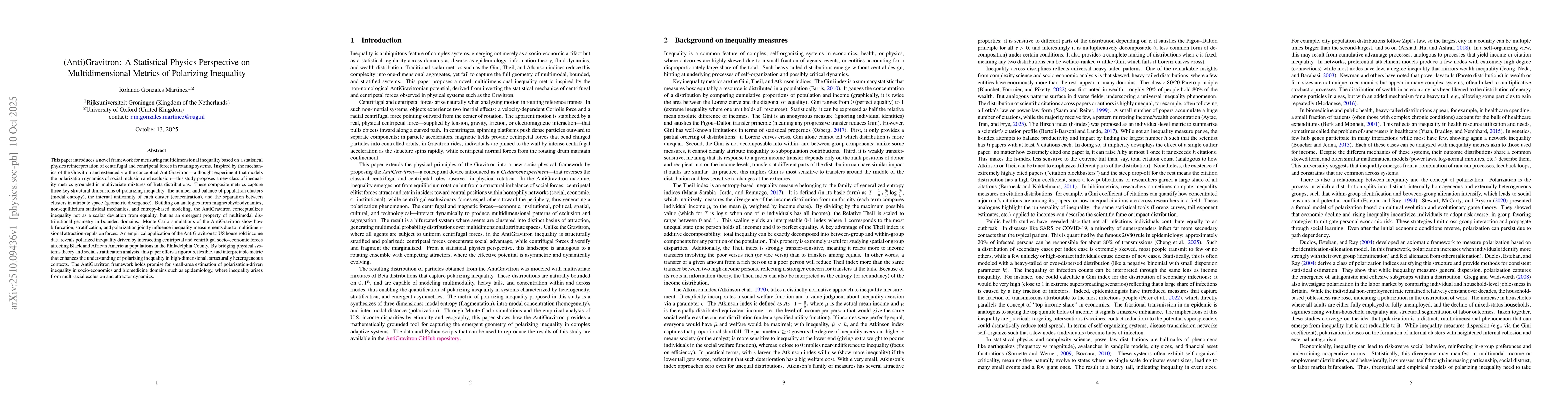 Thumbnail for (Anti)Gravitron: A Statistical Physics Perspective on Multidimensional
  Metrics of Polarizing Inequality