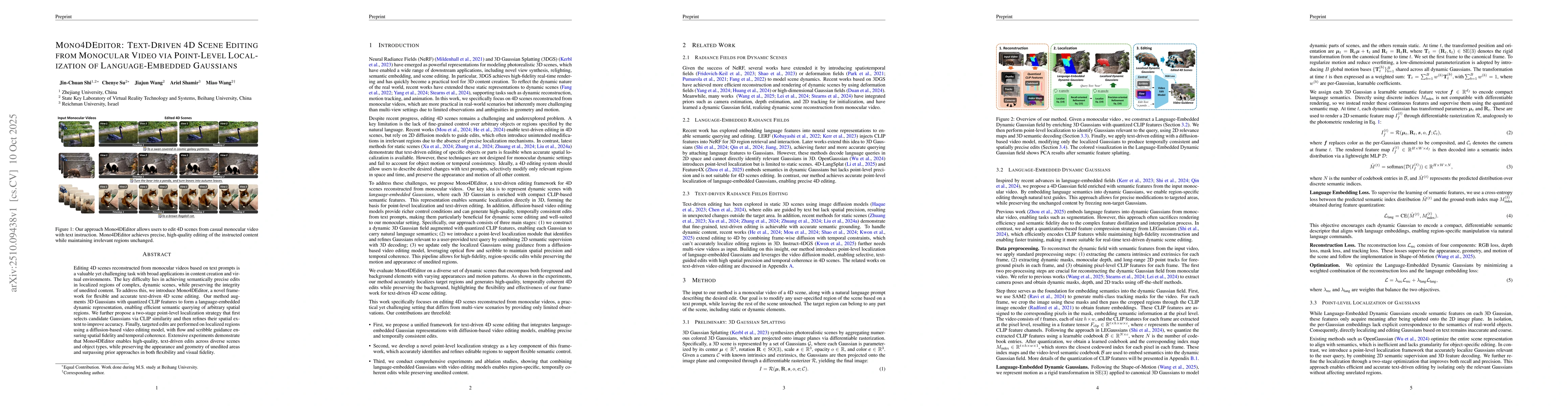 Thumbnail for Mono4DEditor: Text-Driven 4D Scene Editing from Monocular Video via
  Point-Level Localization of Language-Embedded Gaussians