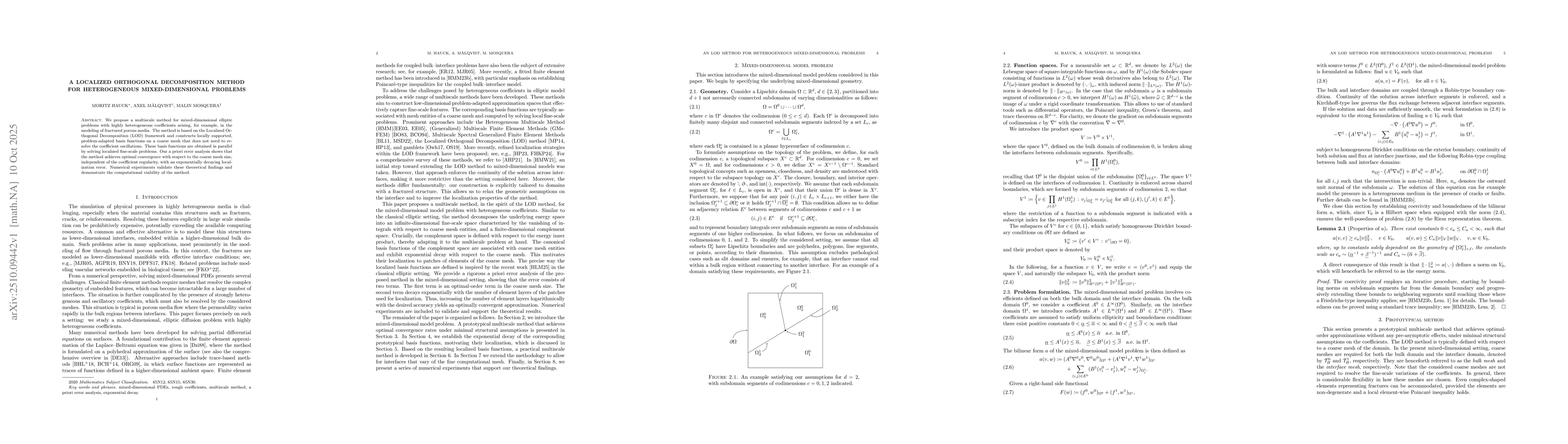 Thumbnail for A Localized Orthogonal Decomposition method for heterogeneous
  mixed-dimensional problems