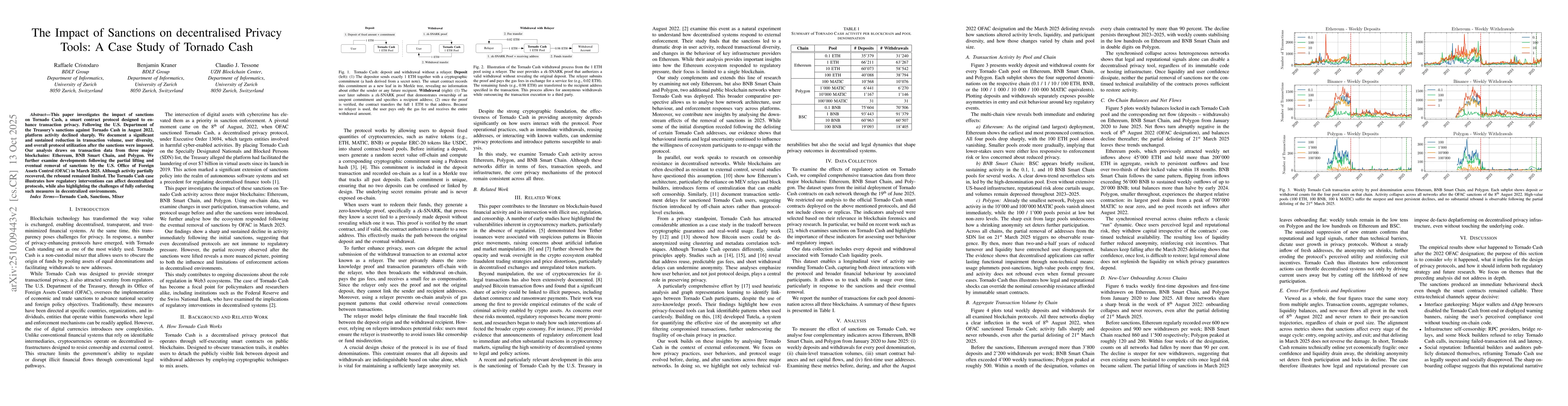 Thumbnail for The Impact of Sanctions on decentralised Privacy Tools: A Case Study of
  Tornado Cash