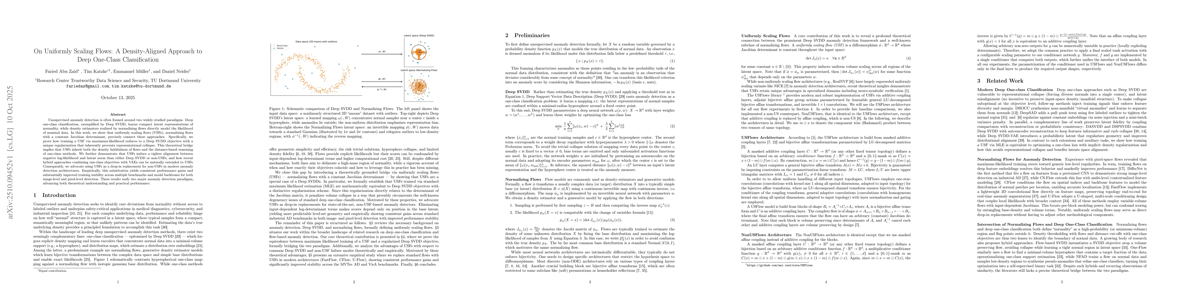 Thumbnail for On Uniformly Scaling Flows: A Density-Aligned Approach to Deep One-Class
  Classification
