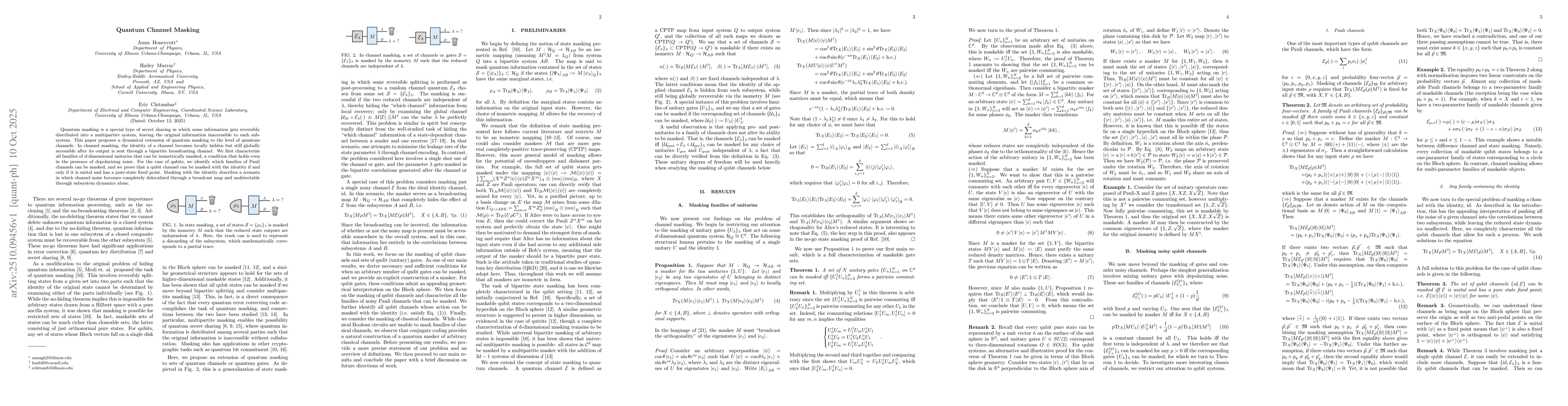 Thumbnail for Quantum Channel Masking