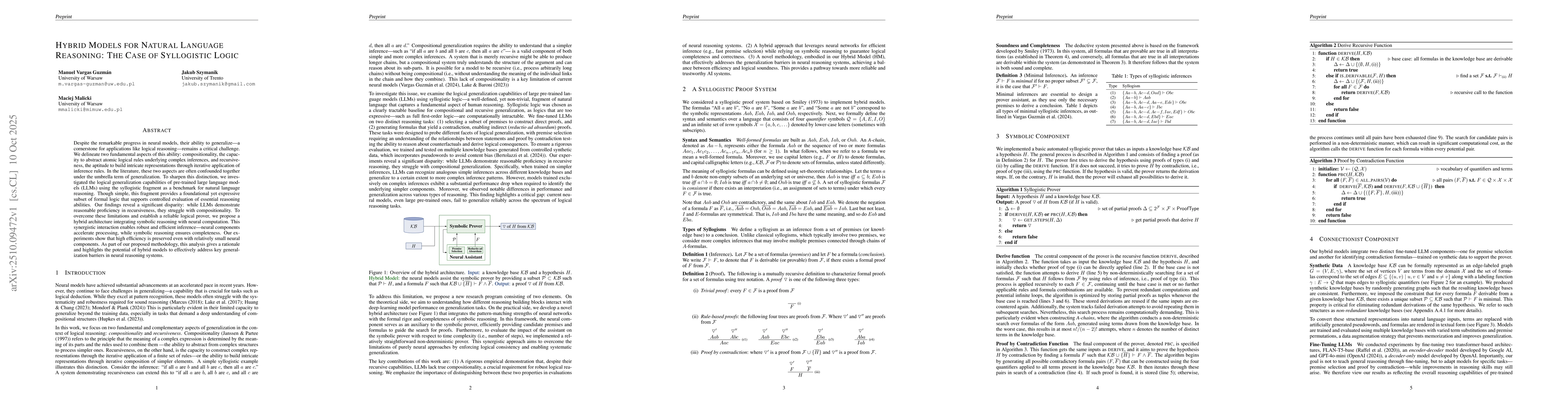 Thumbnail for Hybrid Models for Natural Language Reasoning: The Case of Syllogistic
  Logic