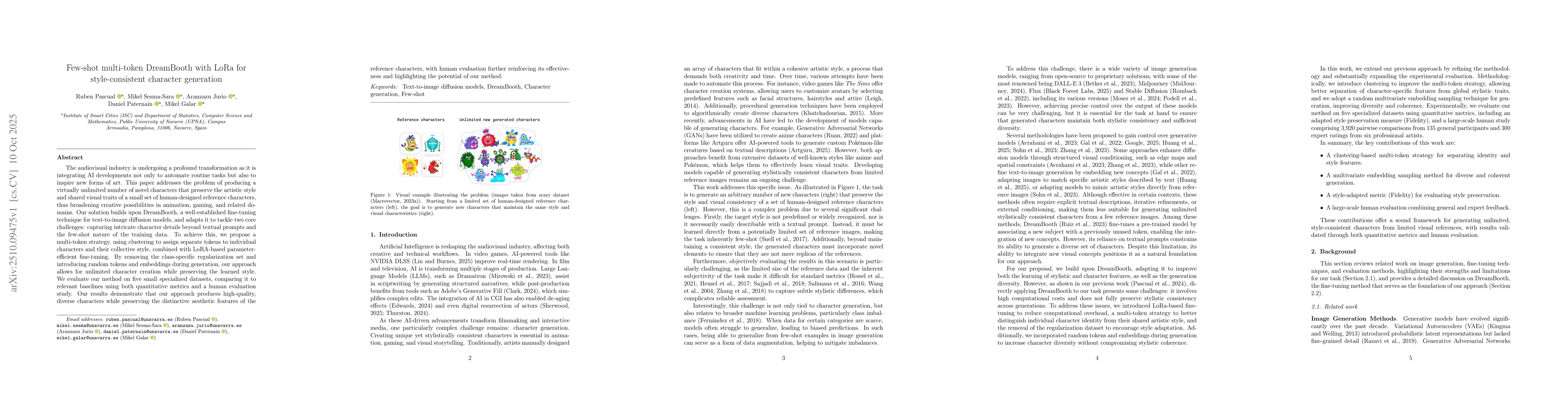 Thumbnail for Few-shot multi-token DreamBooth with LoRa for style-consistent character
  generation