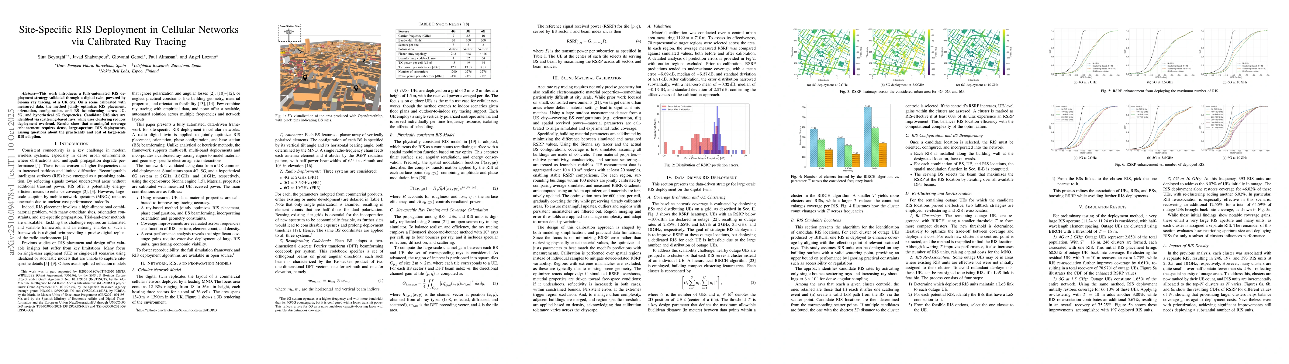 Thumbnail for Site-Specific RIS Deployment in Cellular Networks via Calibrated Ray
  Tracing